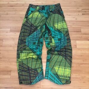 Super rare sample y2k Oakley green abstract baggy ski pants men's large